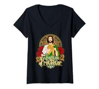 Mujer San Judas Tadeo Ilumina mi Camino hacia la Prosperidad Camiseta Cuello V