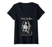 Mujer San Judas Tadeo - Protección contra la devoción artística de San Judas Camiseta Cuello V