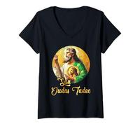 Mujer San Judas Tadeo (Saint Jude The Apostle) Camiseta Cuello V