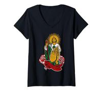 Mujer San Juditas Tadeo Mi fe es más Fuerte con San Judas Tadeo Camiseta Cuello V