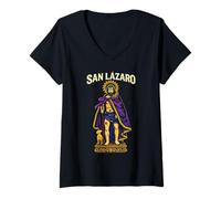 Mujer San Lázaro Cuba Santería Religión Católica Camiseta Cuello V