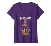 Mujer San Lázaro Cuba Santería Religión Católica Camiseta Cuello V