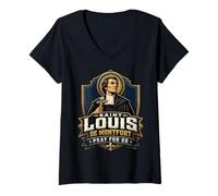 Mujer San Luis de Montfort Verdadera Devoción a María Santa Católica Camiseta Cuello V