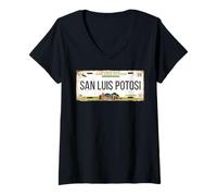 Mujer San Luis Potosí Mexico License Plate Travel Vacation Beach Camiseta Cuello V