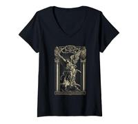 Mujer San Miguel Arcángel Derrotando a Satanás Cristiano Camiseta Cuello V