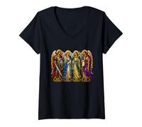Mujer San Miguel Rafael Gabriel Uriel Arcángel Icono Arte Fe Camiseta Cuello V