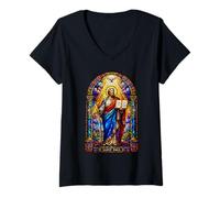 Mujer San Pablo Apóstol Catedral gótica Mosaico Sagrado Icono Arte Camiseta Cuello V