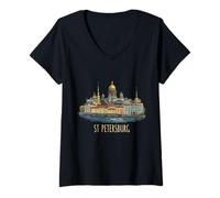 Mujer San Petersburgo Rusia Viaje Souvenir City Monumento Regalo Camiseta Cuello V
