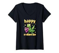 Mujer San Urhos día saltamontes uvas viñedo estilo de dibujos animados Camiseta Cuello V