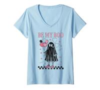 Mujer San Valentín Be My Boo Ghost Camiseta Cuello V