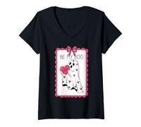 Mujer San Valentín Be My Boo Ghost Camiseta Cuello V