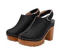 Mujer Sandalias de Verano Romanas Cómodas Sandalias de Cuña Tacón Boca de Pescado Plataforma Zapatos de Playa Hermosos Dedos Cerrados Zapatos de Verano Hueco de Moda, Negro , 39 EU