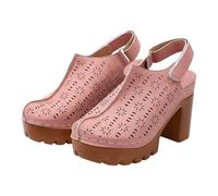 Mujer Sandalias de Verano Romanas Cómodas Sandalias de Cuña Tacón Boca de Pescado Plataforma Zapatos de Playa Hermosos Dedos Cerrados Zapatos de Verano Hueco de Moda, rojo, 41 EU