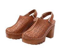 Mujer Sandalias de Verano Romanas Cómodas Sandalias de Cuña Tacón Boca de Pescado Plataforma Zapatos de Playa Hermosos Dedos Cerrados Zapatos de Verano Hueco de Moda, marrón, 41 EU