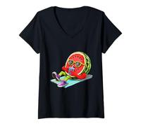 Mujer Sandía Chill Summer Vibes Relajante Diversión Camiseta Cuello V