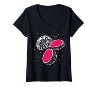 Mujer Sandía Luna Espacio Arte Surrealista Divertido Camiseta Cuello V