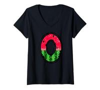 Mujer Sandía Monograma Letra O Diseño Inicial Divertido Verano Fruta Camiseta Cuello V