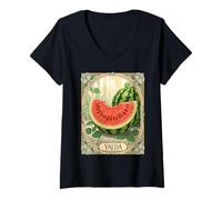 Mujer Sandía y Chelle Night Fruits de Yalda Camiseta Cuello V