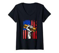 Mujer Sandwich USA Flag Protest Fist Humor Men Women Camiseta Cuello V
