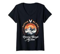 Mujer Sangre nativa Corriendo por mis Venas Camiseta Cuello V