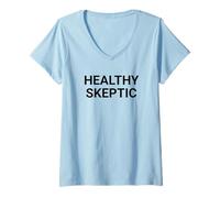 Mujer Sano escéptico audaz Minimalista Pensamiento crítico Camiseta Cuello V