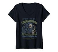 Mujer Sansón Barbería Divertido Cristiano Camiseta Cuello V