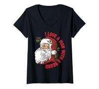 Mujer Santa - Amo a un Hombre con Barba Camiseta Cuello V