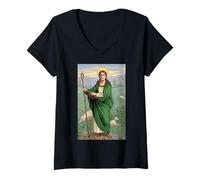 Mujer Santa Brígida de Kildare Cruz Irlanda Santa Católica Irlandesa Camiseta Cuello V