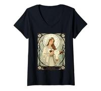 Mujer Santa Brígida Patrona de Irlanda Imbolc Camiseta Cuello V
