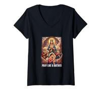 Mujer Santa Católica Orar como Madre Mujeres Religiosas Camiseta Cuello V