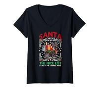 Mujer Santa Checks The Nice List I Check The Candle Aisle Camiseta Cuello V