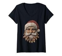 Mujer Santa Claus Autumn Conos Artístico Invierno Estética Navidad Camiseta Cuello V