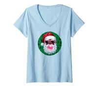 Mujer Santa Claus Xmas Merry Christmas Navidad African American Camiseta Cuello V