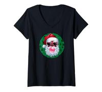 Mujer Santa Claus Xmas Merry Christmas Navidad African American Camiseta Cuello V