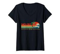 Mujer Santa Cruz Camisa Retro Playa Santa Cruz California Camiseta Cuello V