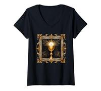 Mujer Santa Eucaristía Santísimo Sacramento Primera Comunión Católica Camiseta Cuello V