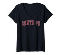 Mujer Santa Fe Nuevo México Souvenir Sport College Style Rojo Texto Camiseta Cuello V