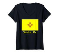 Mujer Santa Fe Nuevo México USA Bandera Souvenir Camiseta Cuello V