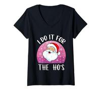 Mujer Santa I do it for The Ho'S Christmas Camisas para Mujer Niñas Camiseta Cuello V