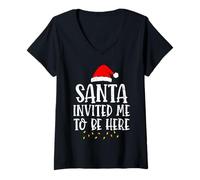 Mujer Santa Invited Me To Be Here Funny Christmas Party Holiday Camiseta Cuello V