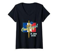 Mujer Santa Juana de Arco Valiente Guerrero Fe Heroína Camiseta Cuello V