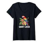 Mujer Santa Lucía Island Souvenir Mar Caribe Santa Lucía Camiseta Cuello V