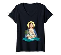 Mujer Santa María Goretti Pureza Virtud Pura Santo católico Print Camiseta Cuello V