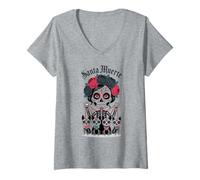 Mujer Santa Muerte Santo Popular Espiritual Camiseta Cuello V