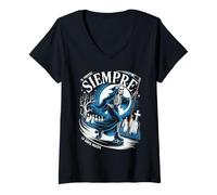 Mujer Santa Muerte Siempre Te Protege Deidad Mexicana Patines Camiseta Cuello V