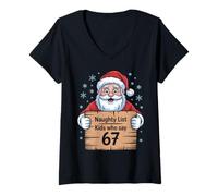 Mujer Santa Naughty List - Kids Who Say 6 7 Christmas Six Seven Camiseta Cuello V