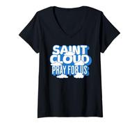 Mujer Santa Nube Clodoald Santos Católicos Franceses Camiseta Cuello V