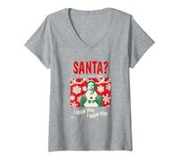 Mujer Santa Oh Dios mío Santa Viene Lo conozco Camiseta Cuello V