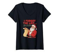 Mujer Santa Olvidó Lista Navidad Humor Vacaciones Camiseta Cuello V