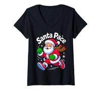 Mujer Santa Pace Christmas Running Runner Costume Xmas 5k Marathon Camiseta Cuello V